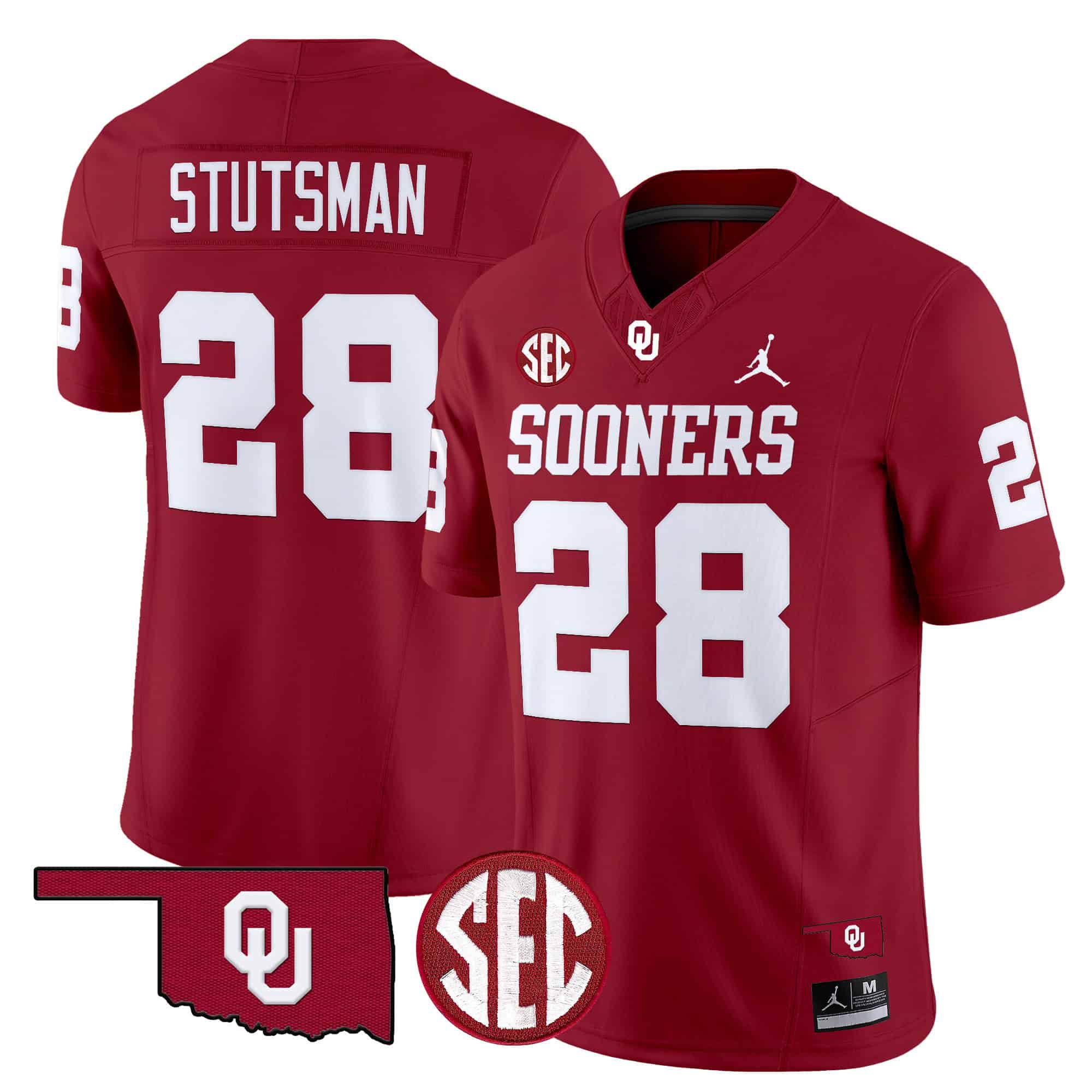 Men Oklahoma Sooners #28 Stutsman Red 2024 Vapor Limited NCAA Jersey style 1->ncaa teams->NCAA Jersey